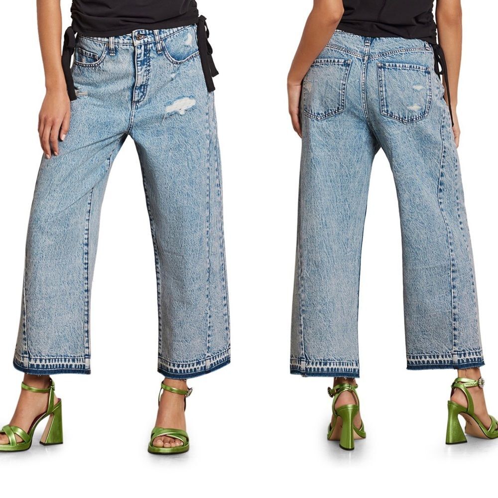 NWT CIRCUS NY High Waist Wide Leg Crop Jeans Size 25 in‎ StrongMan Acid Wash